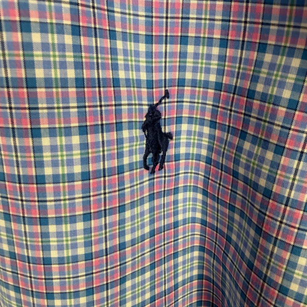 Polo Ralph Lauren Button Down Mens 4XB Plaid Stretch Blue Casual Preppy